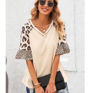 Tan Leopard blouse (RESTOCKING)